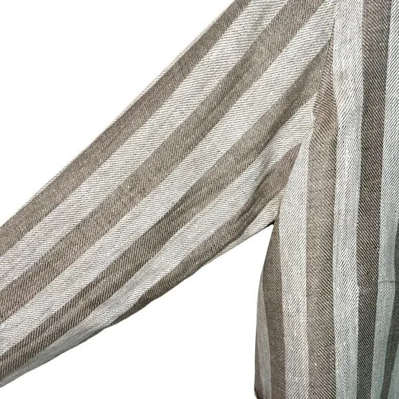 Hye Sun Mun Striped Linen Hutton Jacket Womens Size Large Handmade Made In USA